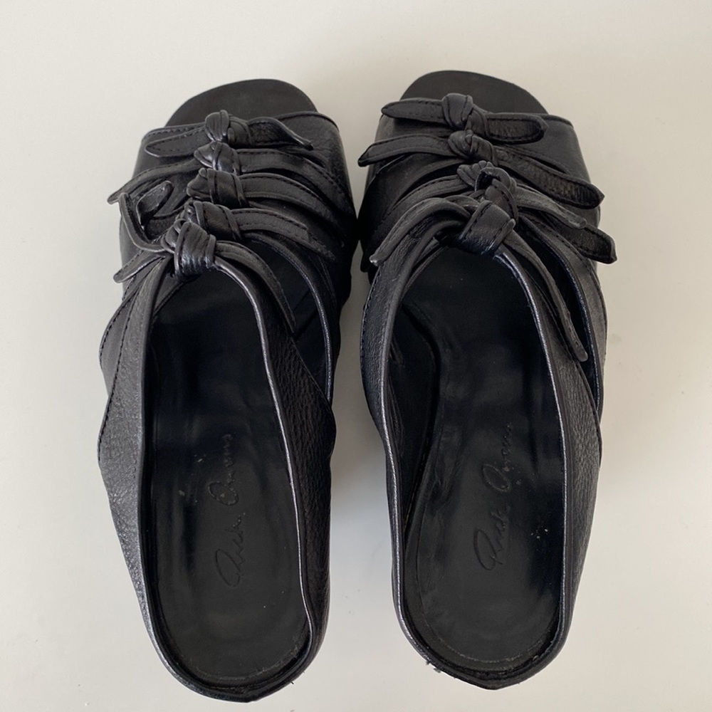Rick Owens Spring 2011 leather knotted wedge mules sandals size 36 - Picture 5 of 17